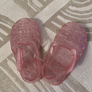 Kids Pink Glitter Jelly Sandals